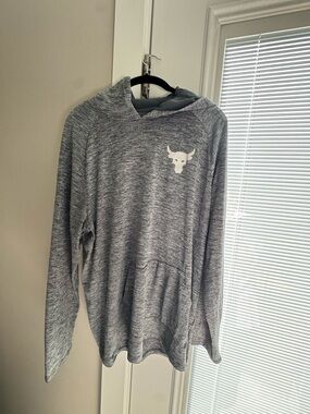 Under Armour Men's Heather Gray Athletic Hoodie Bull Logo Project Rock Edition